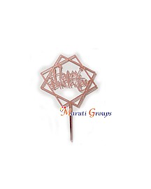 Happy Birthday Cake Topper for cake decorating - Pink Shiny - Square