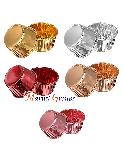Champagne Gold, Gold, Silver, Red, Rose Gold Cupcake Cups – 68mm x 39mm (Height), 24pcs Aluminum Foil Standard Cupcake