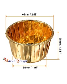 Gold Cupcake Cups – 68mm x 39mm (Height), 24pcs Aluminum Foil Standard Cupcake