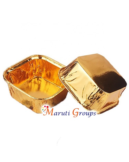 Gold Square Aluminum Foil Baking Muffin Paper Cups - 8.4cm x 3cm Height - 20pc