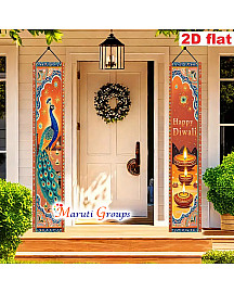 Happy Diwali Door Banner – Indian Festival Peacock Door Hanging (180cm x 70cm)