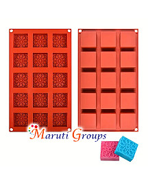 Square Burfee Penda Sweetmeat Silicone Mould – Chocolate & Sweet Mould (28.5cm x 16.7cm, Cavity Size 4cm)