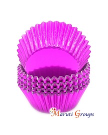 100 Pieces Foil Cupcake Liners – Pink Metallic Baking Cups (Size: 12cm / No.12)