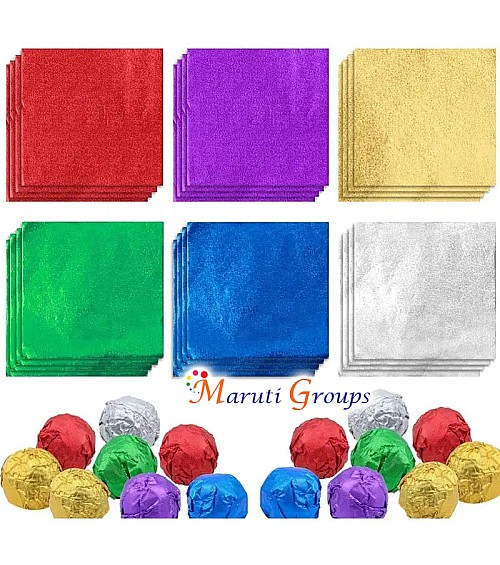 100pcs Red Foil Candy Wrappers – 10cm x 10cm DIY Square Wrapping Papers for Chocolate & Candy Packaging