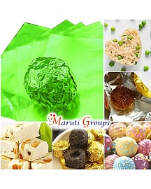 100pcs Green Foil Candy Wrappers – 9cm x 9cm DIY Square Wrapping Papers for Chocolate & Candy Packaging