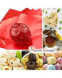 100pcs Red Foil Candy Wrappers – 10cm x 10cm DIY Square Wrapping Papers for Chocolate & Candy Packaging