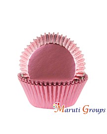 100 Pieces Foil Cupcake Liners – Baby Pink Metallic Baking Cups for Weddings and Events (Number 7 / 7cm)