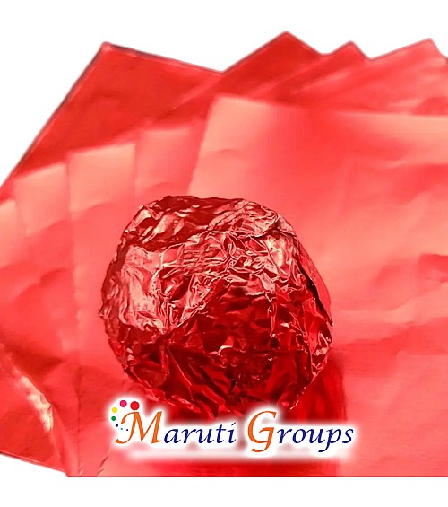 100pcs Red Foil Candy Wrappers – 10cm x 10cm DIY Square Wrapping Papers for Chocolate & Candy Packaging