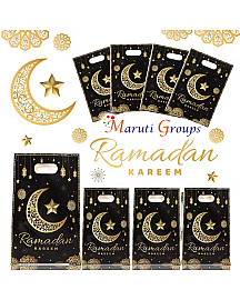 10pcs Ramadan Kareem Gift Bags – Black & Gold Loot Bags (25cm x 16.5cm)