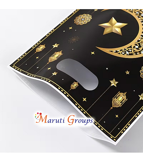 10pcs Ramadan Kareem Gift Bags – Black & Gold Loot Bags (25cm x 16.5cm)