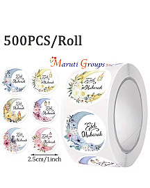 500pcs Eid Stickers Roll – 2.5cm PVC Self-Adhesive Stickers