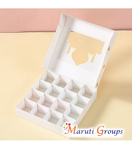 1pc Eid Mubarak Gift Box – White & Gold Lantern Design (15cm x 15cm x 3.5cm)