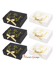 6pcs Eid Mubarak Hot Stamping Gift Box Set – Black & White (26.97 x 19.76 x 7.98cm)