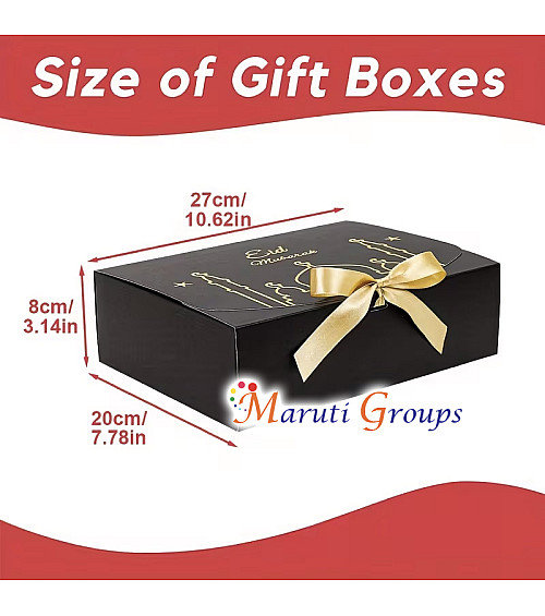 6pcs Eid Mubarak Hot Stamping Gift Box Set – Black & White (26.97 x 19.76 x 7.98cm)