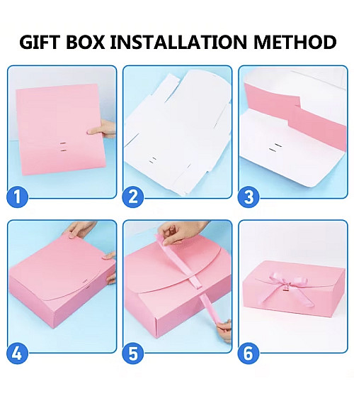 6pcs Eid Mubarak Hot Stamping Gift Box Set – Black & White (26.97 x 19.76 x 7.98cm)