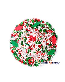 Assorted Holly Holly / Christmas Sprinkles - 100g - Christmas Leaves / Pearl Balls - Colours: Red, Green, White 
