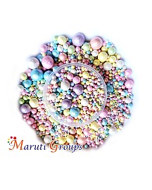Dragees Pastel Mix Glitter Sprinkles - 100g - Pearl Balls - Colours:  Pink, Yellow, Blue, Purple, Peach and White 