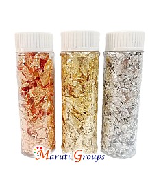 3pc Edible Rose Gold, Gold and Silver Foil for Cake Decorating – Food Grade Leaf Sheets