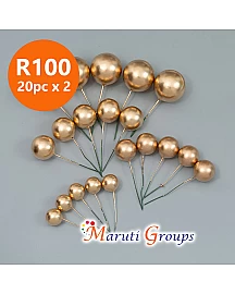 Faux Balls Cake Topper Set For Cake Decorating - Gold - 40pc