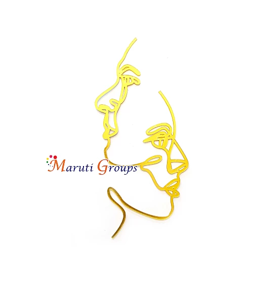 Face Abstract Cake Topper – U Line Art Acrylic Topper (Face off Gold)