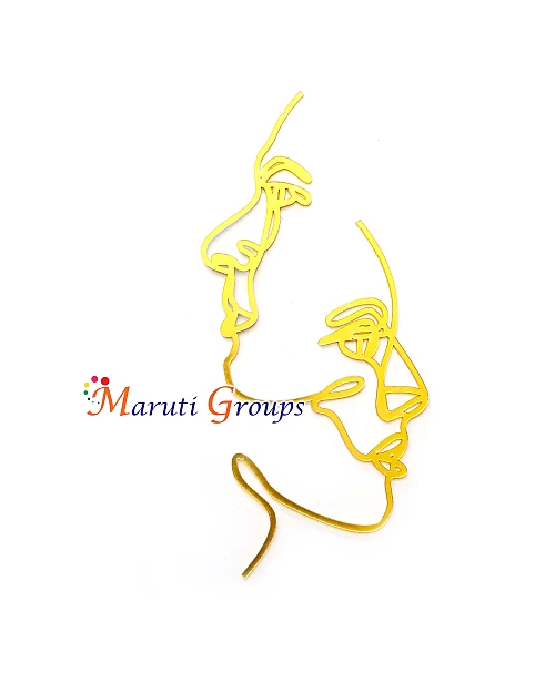Face Abstract Cake Topper – U Line Art Acrylic Topper (Face off Gold)