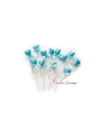 Glitter Faux Heart Ball Cake Topper Set For Cake Decorating - Baby Blue - 12pc