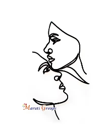 Kissing Head Face Abstract Cake Topper – U Line Art Acrylic Topper (Black)