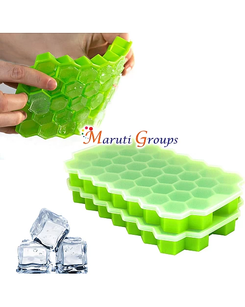 Hexagon Silicone Ice Cube Tray with Stackable Lid – Freezer Mold