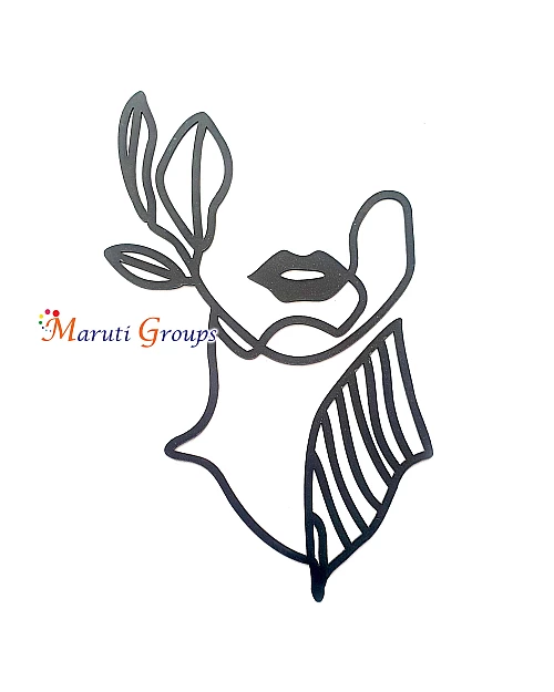 Face Abstract Cake Topper – U Line Art Acrylic Topper (Leaves Face)