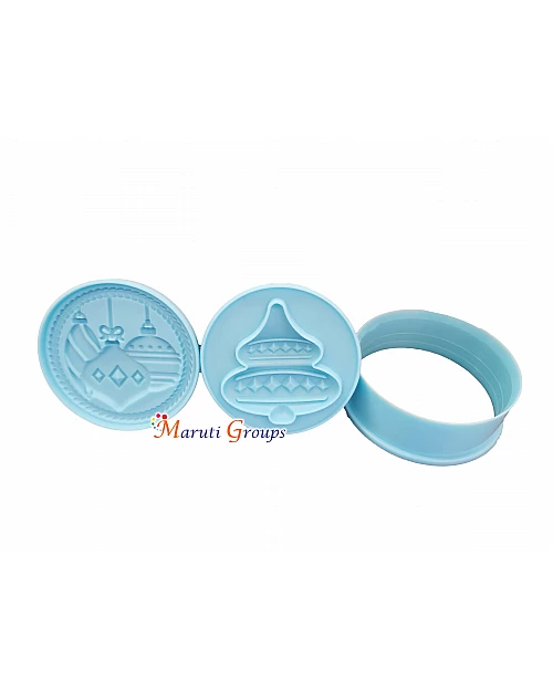 Christmas Baubles and Bells Biscuit Stamp Cookie Cutter & Embosser - Design 10 | 7.5cm Stamp