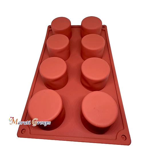 3D Round Cylinder Mousse Cake Baking Silicone Mould – 8 Cavity (4.1cm x 3.7cm)