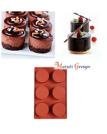 3D Round Cylinder Mousse Cake Baking Silicone Mould - Mould Size (14.9cm x 21.1cm), Cavity 6 (5.7cm x 2.4cm)