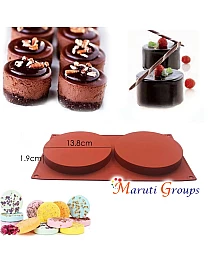 3D Round Cylinder Mousse Cake Baking Silicone Mould - Cube Size (13.8cm x 1.9cm), Cavity 2 (Mould Size 16.9cm x 29.4cm)