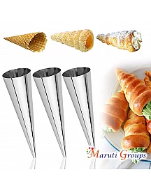  3pc Cannoli Nozzle / Cannoli Tubes Cannoli Moulds Stainless Tube Cream Horn Cones Cone Shaped Mold for Dessert Bread Baking Cannoli Forms Croissant Cannoli