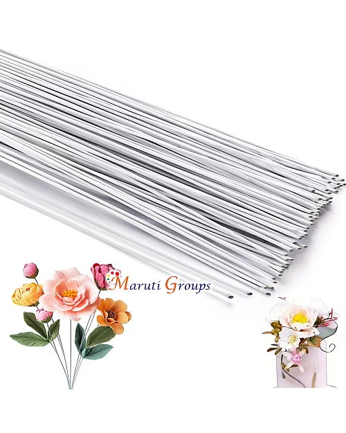 White Artificial Flower Stem Iron Wire – 40cm (20pc)