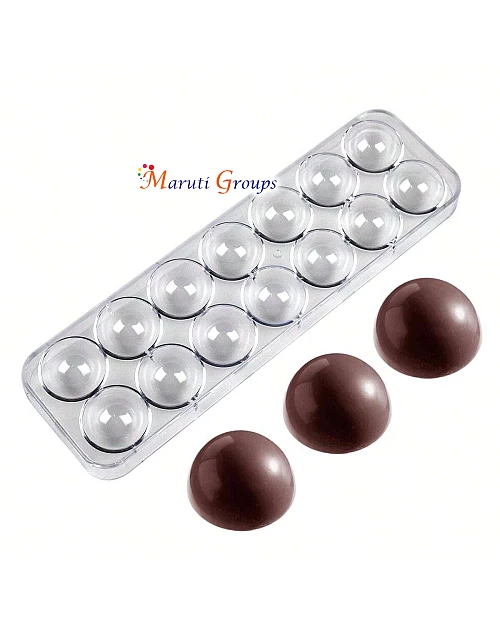 Polycarbonate Semi-Sphere / Round Chocolate Mould - 14 Cavity - Bakeware - Cake Decorating