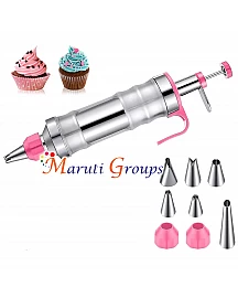 Stainless Steel Dessert Decoration Syringe Kits,10 Pieces Cake Master Decorating Supply Set,Cupcake Filling Injector with 7 Icing Nozzles