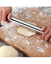 Stainless Steel Tapered Design Rolling Pin - Silver