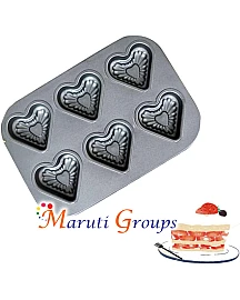 Heart Muffin Baking Tray Tin Pan – 26.2cm x 18cm (Cavity Size 6.2cm, Height 1.8cm)