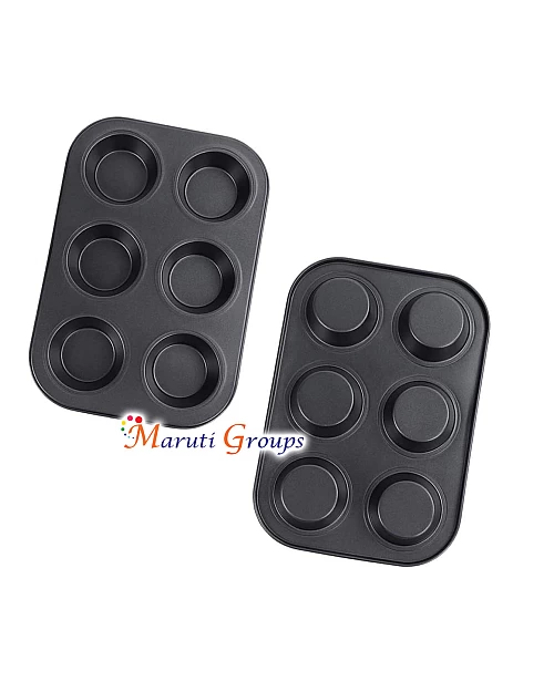 6-Cavity Cupcake Baking Tray Size: 27cm x 18.3cm