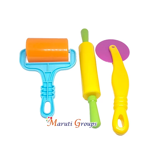 11pc Kids Baking Tool Set – Rolling Pin, Pizza Cutter, Pastry Wheel & Cookie Cutters  (gingerbread man, heart, butterfly, star, teddy bear, grape)