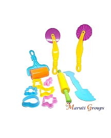 11pc Kids Baking Tool Set – Rolling Pin, Pizza Cutter, Pastry Wheel & Cookie Cutters  (gingerbread man, heart, butterfly, star, teddy bear, grape)