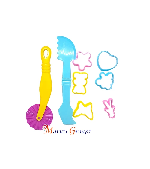 11pc Kids Baking Tool Set – Rolling Pin, Pizza Cutter, Pastry Wheel & Cookie Cutters  (gingerbread man, heart, butterfly, star, teddy bear, grape)