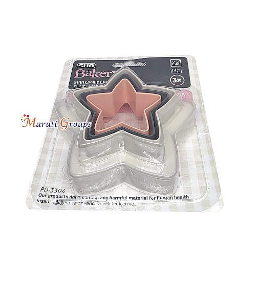 3pc Star Cookie Cutter Set – Plastic (L, M, S Sizes)