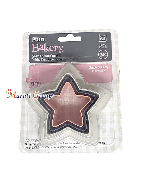 3pc Star Cookie Cutter Set – Plastic (L, M, S Sizes)