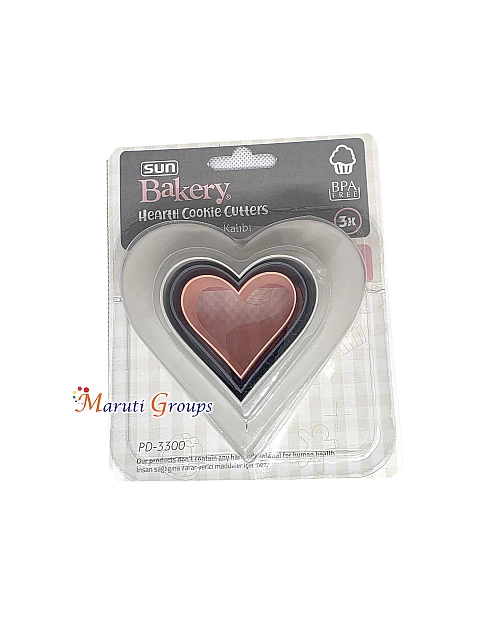 3pc Heart Cookie Cutter Set – Plastic (S, M, L Sizes)