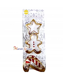 3pc Gingerbread-man Candy Canister Star Christmas Cookie Cutter Set / Steel Cutter