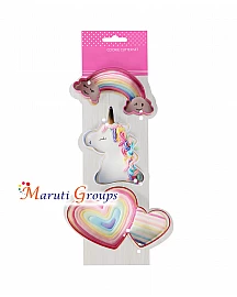 3pc Unicorn Heart Rainbow Cookie Cutter Set / Steel Cutter
