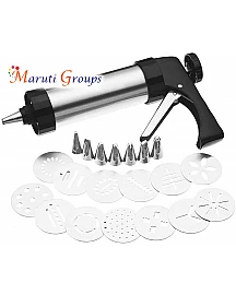 Biscuit Making and Icing Set for Cake Decorations - Stainless Steel Cookie Biscuit Press and Icing Decorating Gun Set