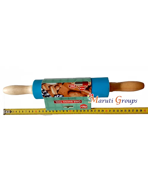 Fondant Silicone Rolling Pin with Wooden Handle - 40cm x 5cm